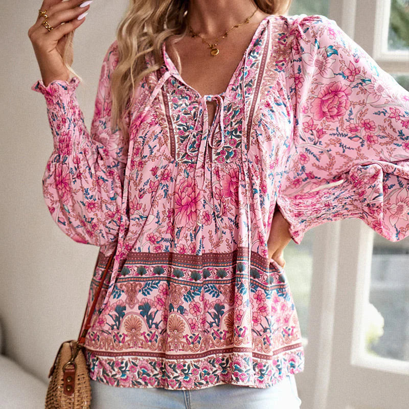 Mara | Camicia elegante stampata con scollo a V